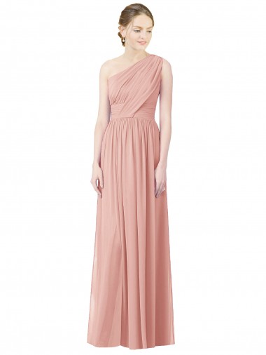 A-Linien Eine-Schulter Chiffon Lange Brautjungfernkleider Verkauf