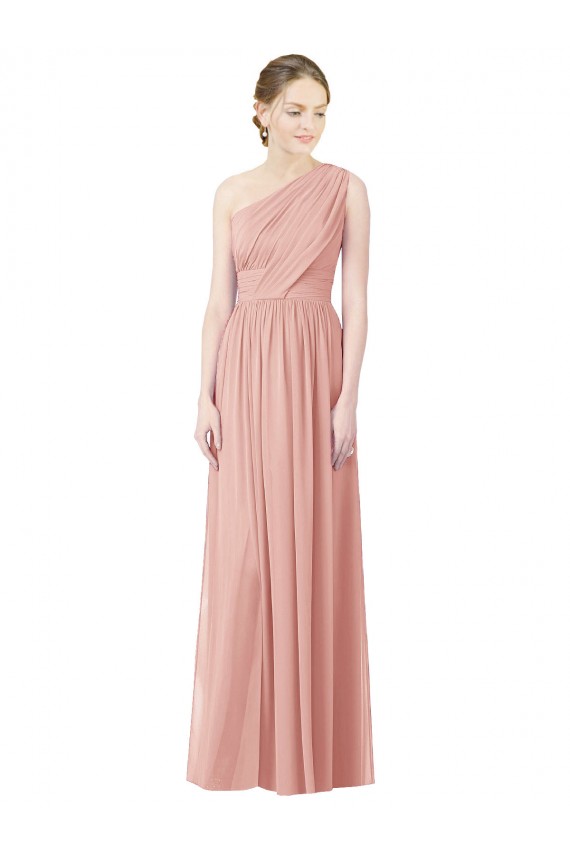 A-Linien Eine-Schulter Chiffon Lange Brautjungfernkleider Verkauf