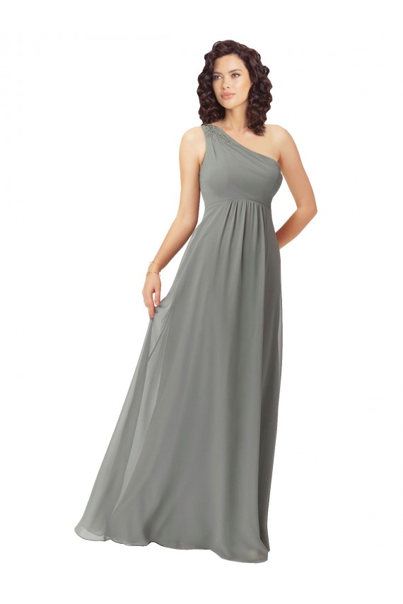 A-Linien Eine-Schulter Chiffon Lange Brautjungfernkleider Kaufen