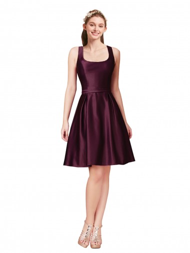 A-Linien Knielang Satin Kurze Brautjungfernkleider / Abiballkleider / Cocktailkleider / Heimkehr Kleider Verkauf