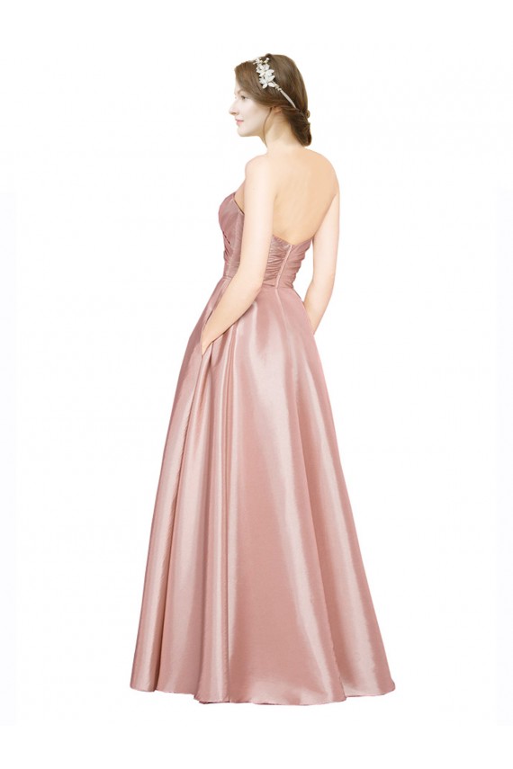 A-Linien Trägerlos Stretch-Satin Lange Formale Brautjungfernkleider / Abendkleider / Abiballkleider Kaufen