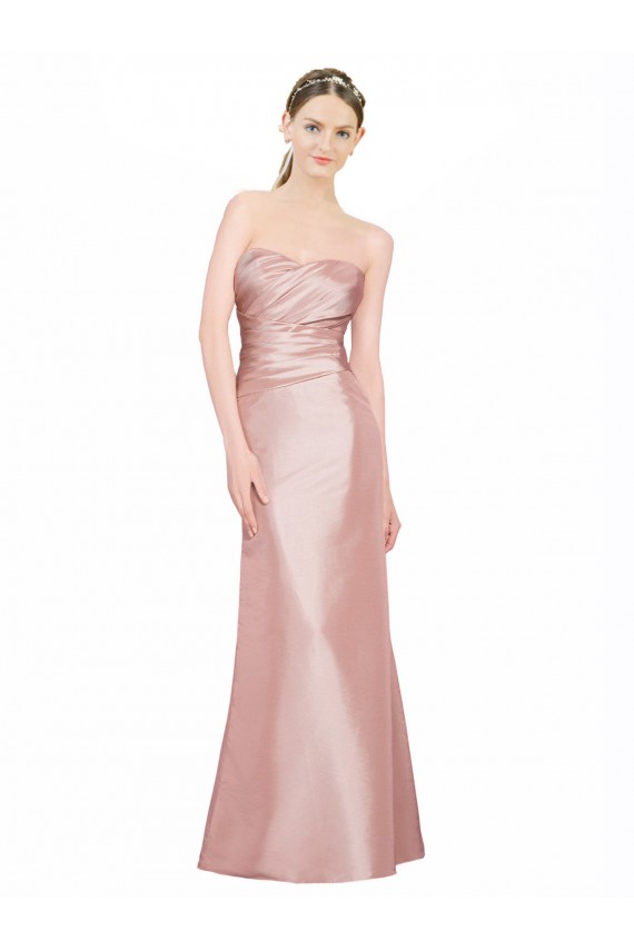 A-Linien Trägerlos Stretch-Satin Lange Formale Brautjungfernkleider / Abendkleider / Abiballkleider Kaufen