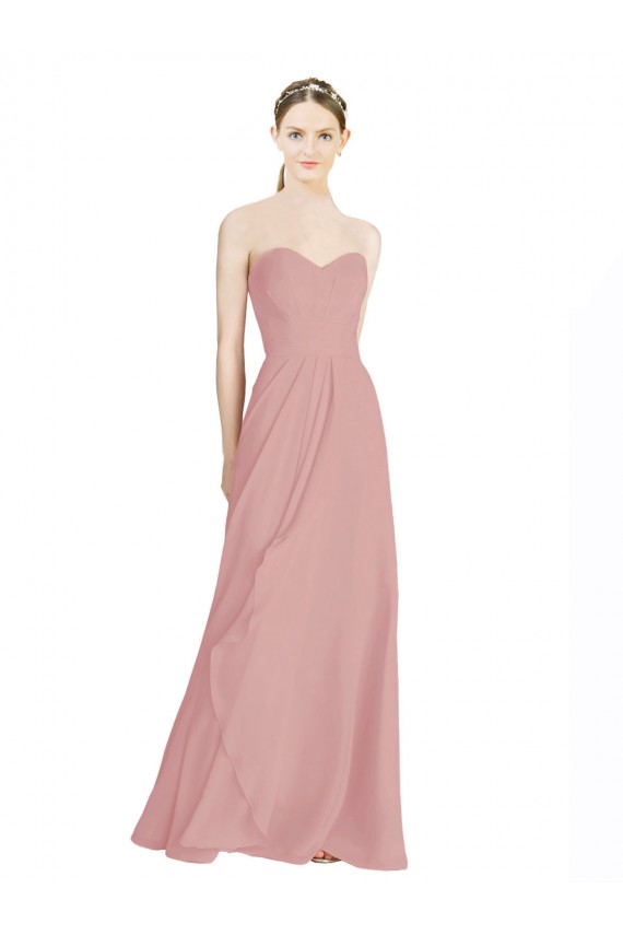 Altrosa A-Linien Chiffon Lange Brautjungfernkleider Kaufen