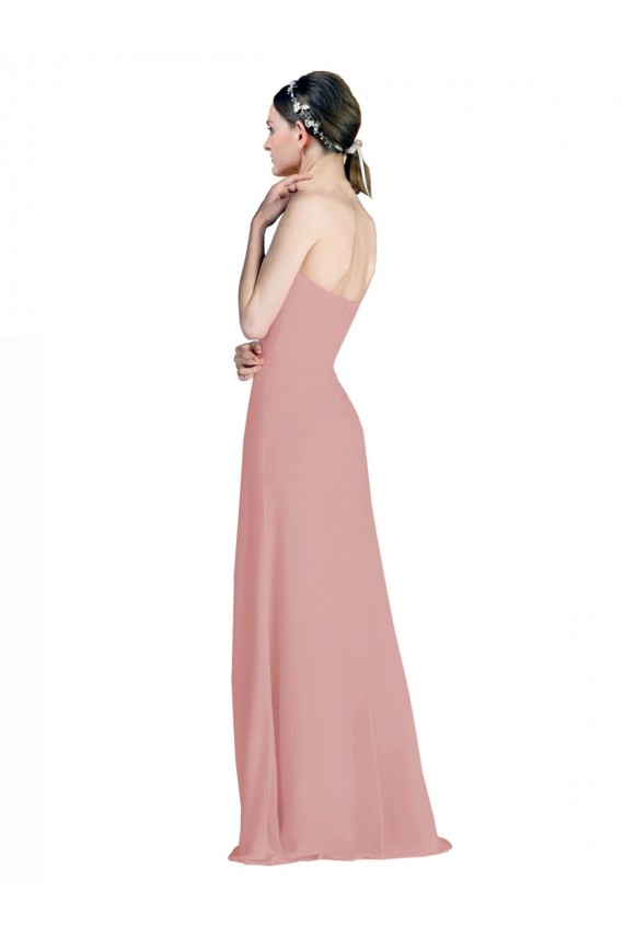 Altrosa A-Linien Chiffon Lange Brautjungfernkleider Kaufen