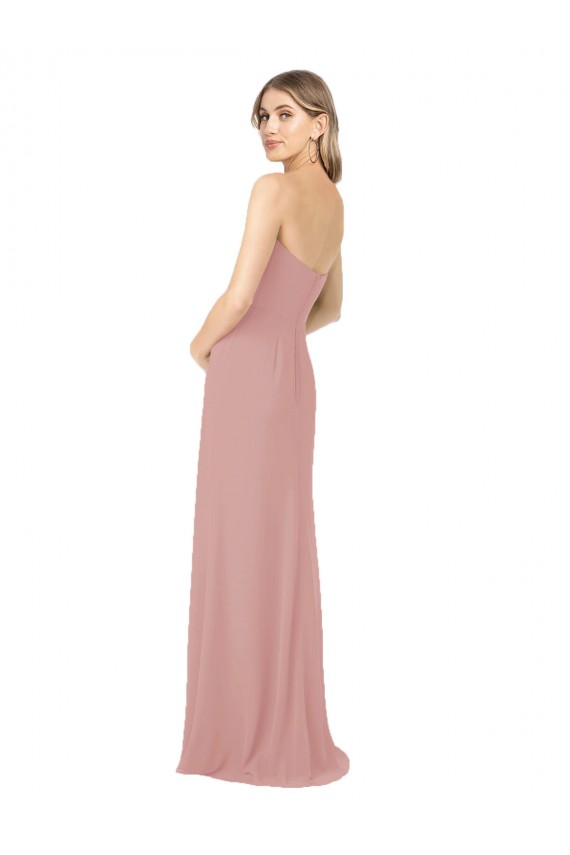 Altrosa Etui Trägerlos Chiffon Lange Brautjungfernkleider Kaufen