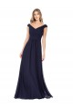 Dunkelmarine A-Linien Off-Schulter Chiffon Lange Brautjungfernkleider Kaufen