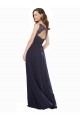 Dunkelmarine A-Linien V-Ausschnitt Chiffon Spitze Lange Brautjungfernkleider Kaufen