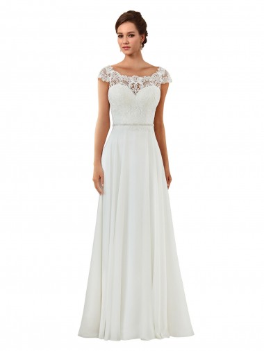 Elfenbein A-Linien Kapelle-schleppe Chiffon Klassisch Brautkleider Verkauf