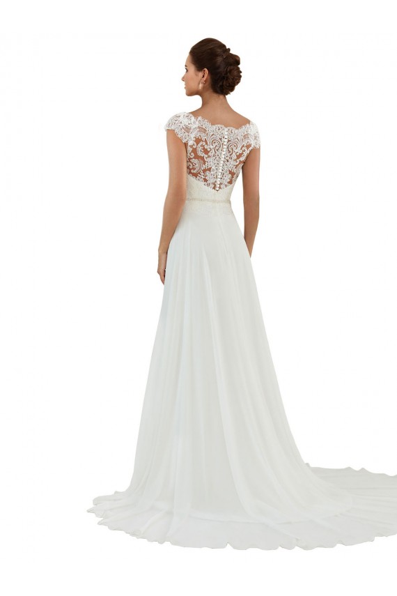 Elfenbein A-Linien Kapelle-schleppe Chiffon Klassisch Brautkleider Kaufen