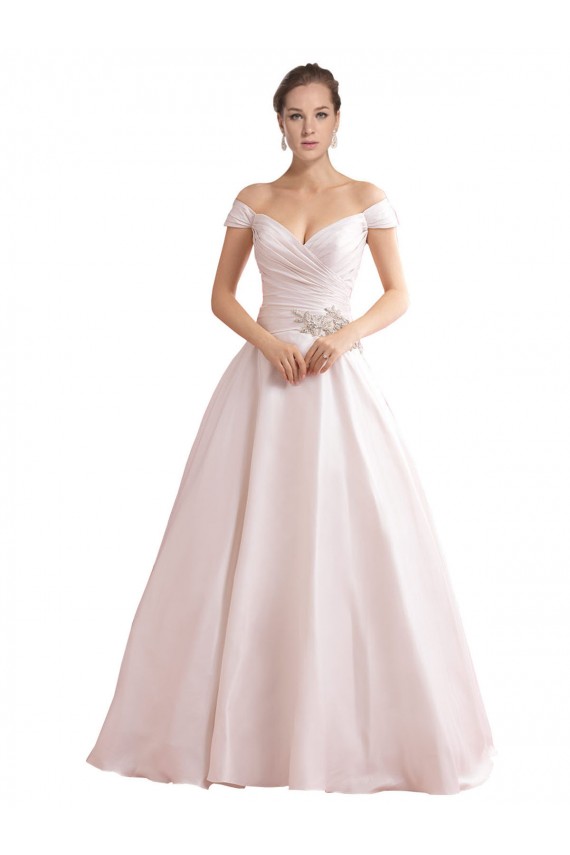 Elfenbein A-Linien Off-Schulter Kapelle-schleppe Satin Brautkleider Kaufen