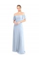 Helles Himmelblau A-Linien Off-Schulter Quadrat Ausschnitt Chiffon Lange Brautjungfernkleider Kaufen