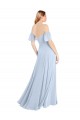 Helles Himmelblau A-Linien Off-Schulter Quadrat Ausschnitt Chiffon Lange Brautjungfernkleider Kaufen