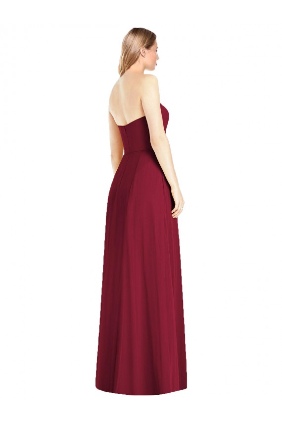 Hot Rosa Trompete V-Ausschnitt Trägerlos Chiffon Lange Brautjungfernkleider Kaufen
