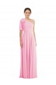 Kaum Rosa Trompete Eine-Schulter Chiffon Lange Brautjungfernkleider Kaufen