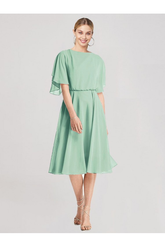 Minzgrün A-Linien Knielang Chiffon Kurze Brautjungfernkleider Kaufen
