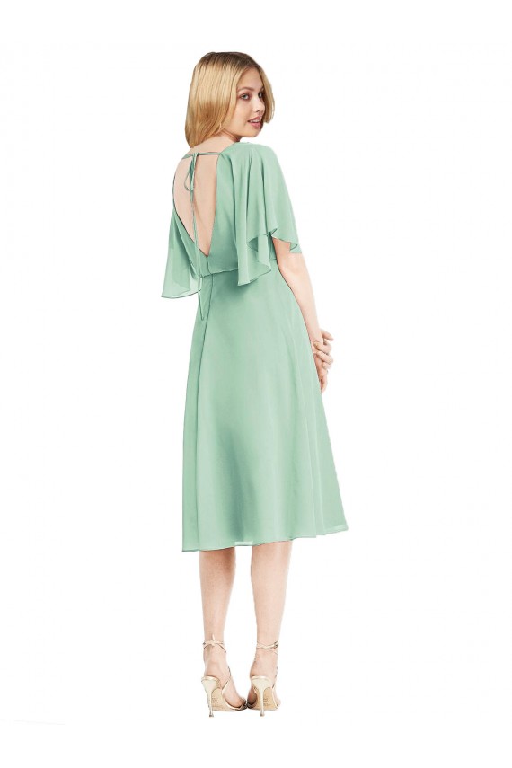 Minzgrün A-Linien Knielang Chiffon Kurze Brautjungfernkleider Kaufen