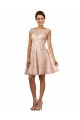 Rosa A-Linien Illusion Ausschnitt Knielang Chiffon Spitze Kurze Brautjungfernkleider Kaufen
