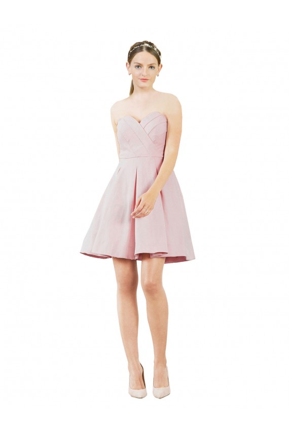 Rosa A-Linien Knielang Satin Kurze Brautjungfernkleider / Cocktailkleider / Heimkehr Kleider Kaufen