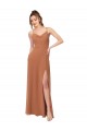 Rosenholz A-Linien Haube Ausschnitt Chiffon Lange Brautjungfernkleider Kaufen