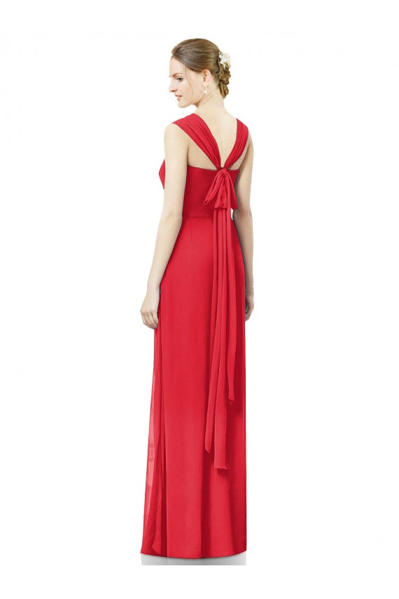 Rot A-Linien Chiffon Lange Brautjungfernkleider Kaufen