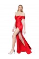 Rot Meerjungfrau Off-Schulter Stretch-Satin Lange Formale Brautjungfernkleider / Abendkleider / Abiballkleider Kaufen