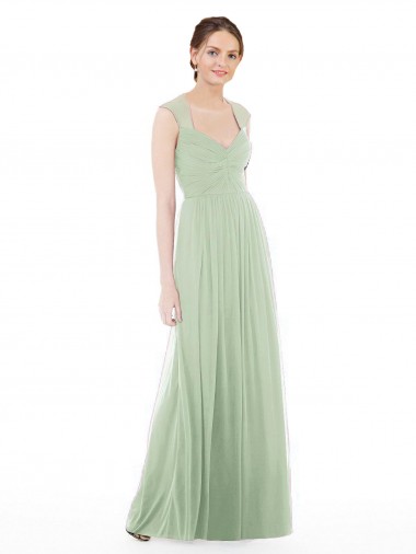 Salbeigrün A-Linien Chiffon Lange Brautjungfernkleider Verkauf