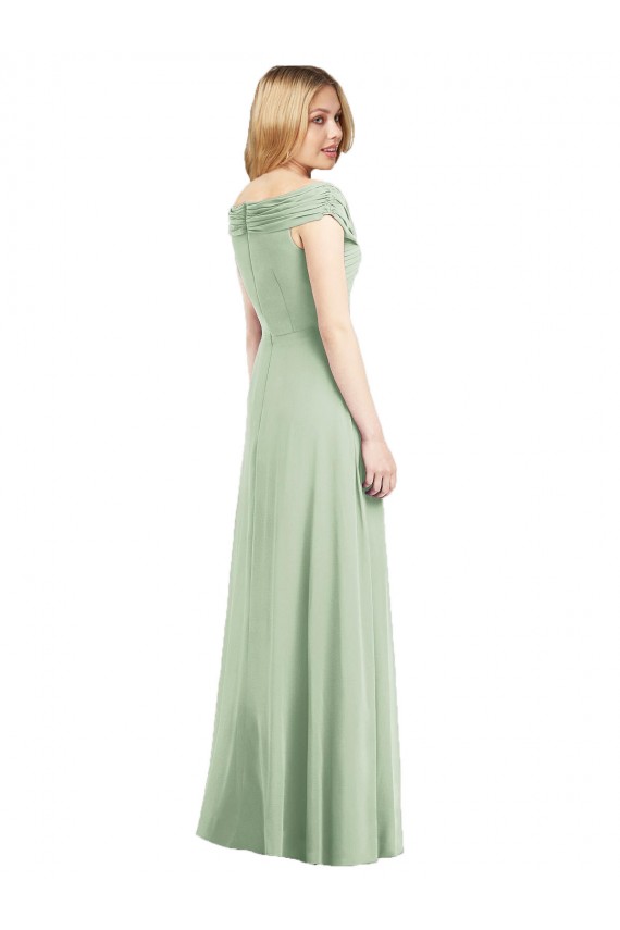Salbeigrün Trompete Off-Schulter Chiffon Lange Brautjungfernkleider Kaufen