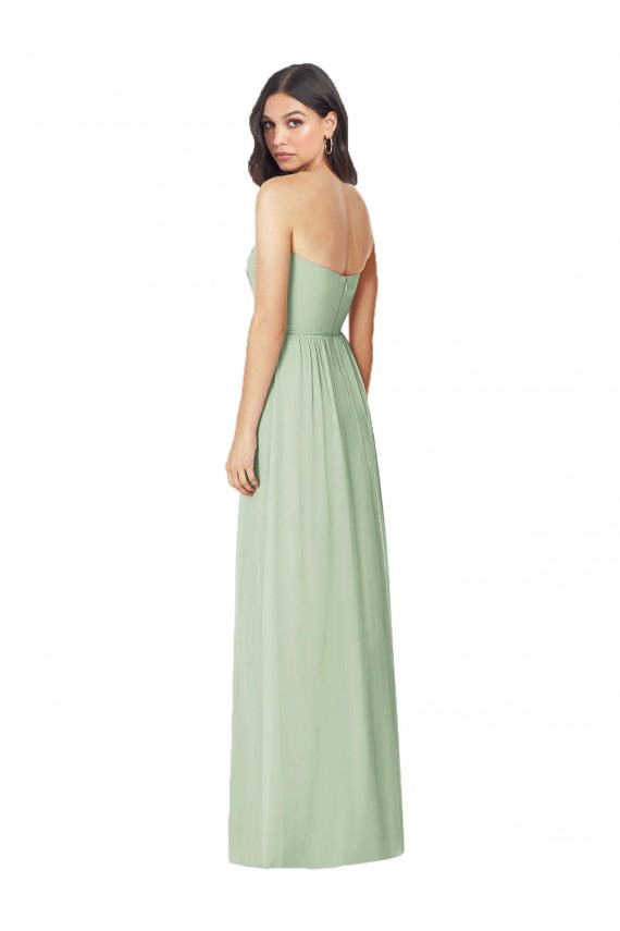 Salbeigrün Trompete Trägerlos Chiffon Lange Brautjungfernkleider Kaufen