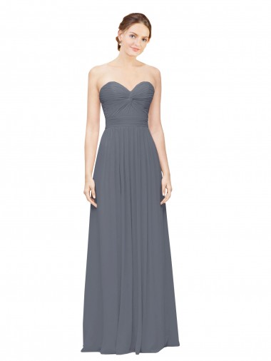 Schiefergrau A-Linien Chiffon Lange Brautjungfernkleider Verkauf
