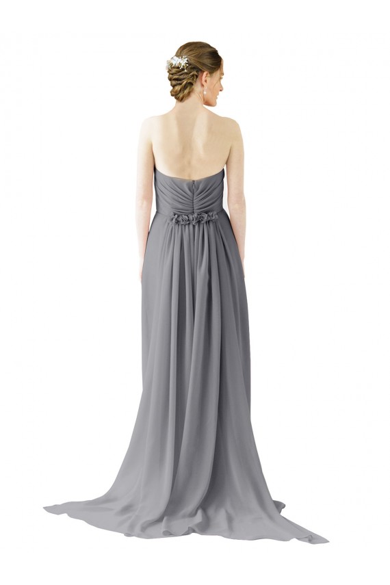 Schiefergrau A-Linien Chiffon Lange Brautjungfernkleider Kaufen