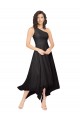 Schwarz A-Linien Eine-Schulter Trägerlos Midi Chiffon Kurze Brautjungfernkleider / Cocktailkleider / Heimkehr Kleider Kaufen