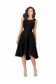 Schwarz A-Linien Illusion Ausschnitt Midi Satin Spitze Kurze Brautjungfernkleider / Cocktailkleider / Heimkehr Kleider Kaufen