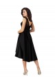 Schwarz A-Linien Illusion Ausschnitt Midi Satin Spitze Kurze Brautjungfernkleider / Cocktailkleider / Heimkehr Kleider Kaufen