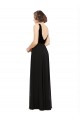 Schwarz A-Linien V-Ausschnitt Chiffon Samt Lange Brautjungfernkleider / Abiballkleider Kaufen