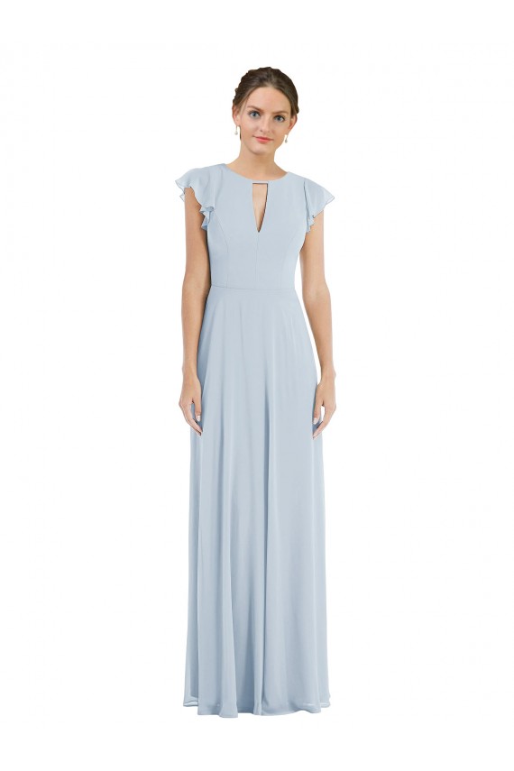 Seeglas A-Linien Chiffon Lange Formale Brautjungfernkleider / Abendkleider Kaufen