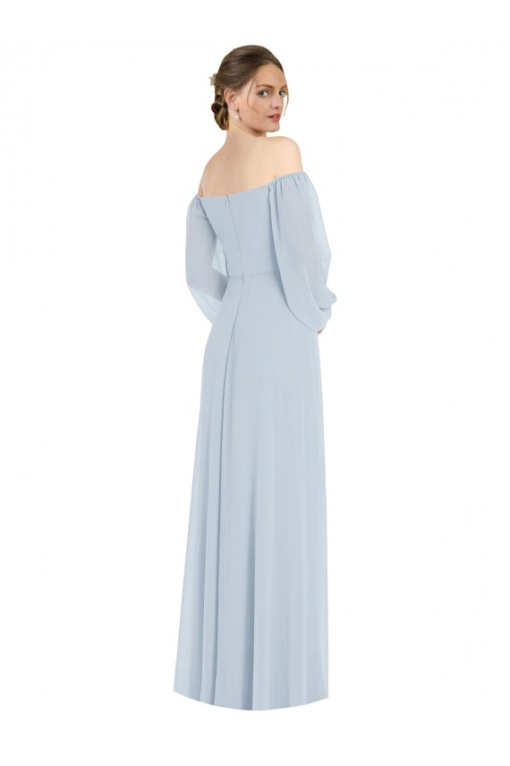 Seeglas A-Linien Off-Schulter Chiffon Lange Formale Brautjungfernkleider / Abendkleider Verkauf
