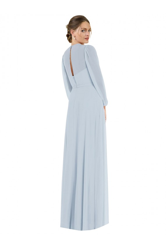Seeglas A-Linien Trägerlos Chiffon Lange Formale Brautjungfernkleider / Abendkleider Verkauf