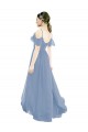 Staubiges Blau A-Linien V-Ausschnitt Chiffon Lange Brautjungfernkleider Kaufen