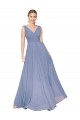 Staubiges Blau A-Linien V-Ausschnitt Chiffon Lange Formale Brautjungfernkleider / Abendkleider / Abiballkleider Kaufen