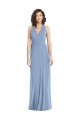 Staubiges Blau Trompete Neckholder V-Ausschnitt Chiffon Lange Formale Brautjungfernkleider / Abendkleider Kaufen