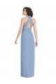 Staubiges Blau Trompete Neckholder V-Ausschnitt Chiffon Lange Formale Brautjungfernkleider / Abendkleider Kaufen