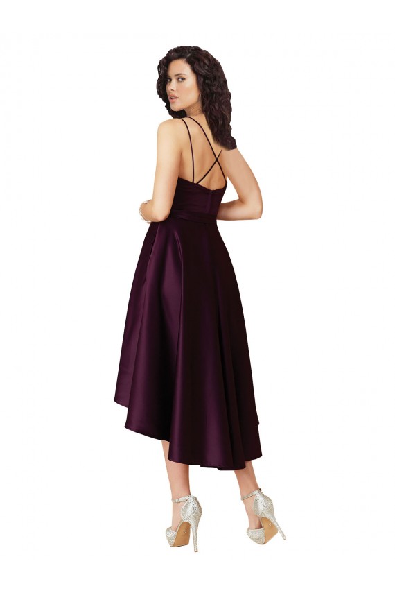 Traube A-Linien Scoop Neck Satin Kurze Brautjungfernkleider / Abiballkleider Kaufen