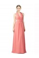 Wassermelone A-Linien Neckholder Chiffon Lange Brautjungfernkleider Kaufen
