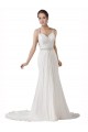 Weiß Etui Kapelle-schleppe Chiffon Strand Brautkleider Kaufen