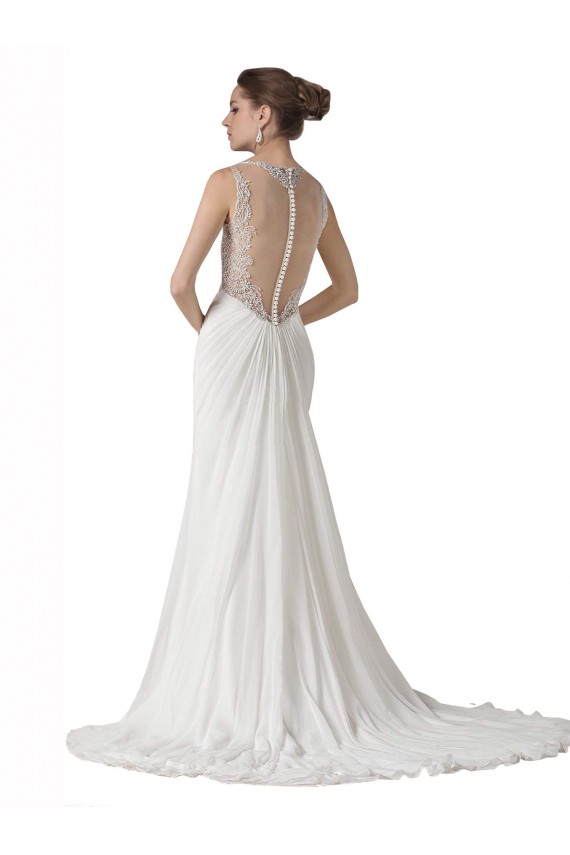 Weiß Etui Kapelle-schleppe Chiffon Strand Brautkleider Kaufen