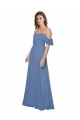 Windsor Blau A-Linien Off-Schulter Trägerlos Chiffon Lange Brautjungfernkleider Kaufen