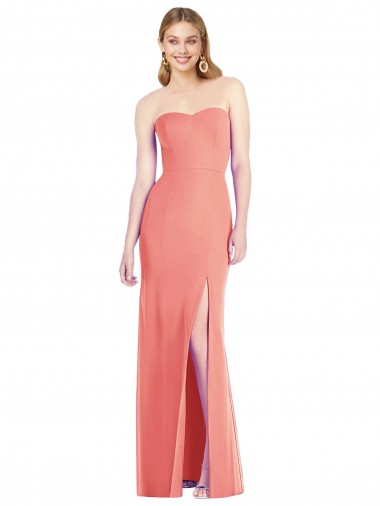 Wüstenrose Trompete Trägerlos Chiffon Lange Brautjungfernkleider Verkauf